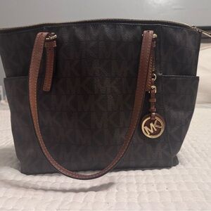 Michael Kors Brown Signature Tote with Gold Accents